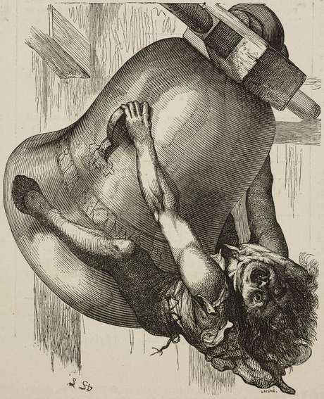 Quasimodo também foi retratado muitas vezes. Nesta imagem ele aparece em um desenho de 1877 Quasimodo também foi retratado muitas vezes. Nesta imagem ele aparece em um desenho de 1877