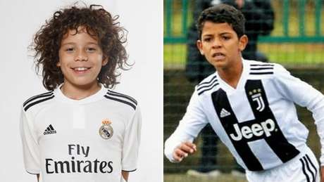 Enzo Vieira, filho de Marcelo; e Cristiano Junior, filho de CR7 tem se destacado na Europa (Foto: Reprodução)