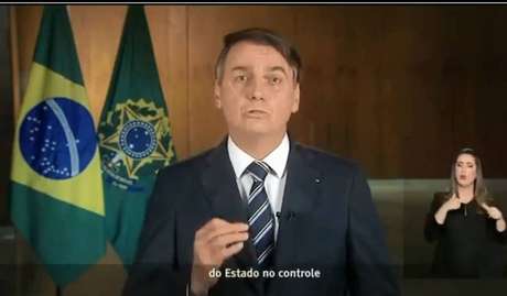 O presidente Jair Bolsonaro em pronunciamento nacional 