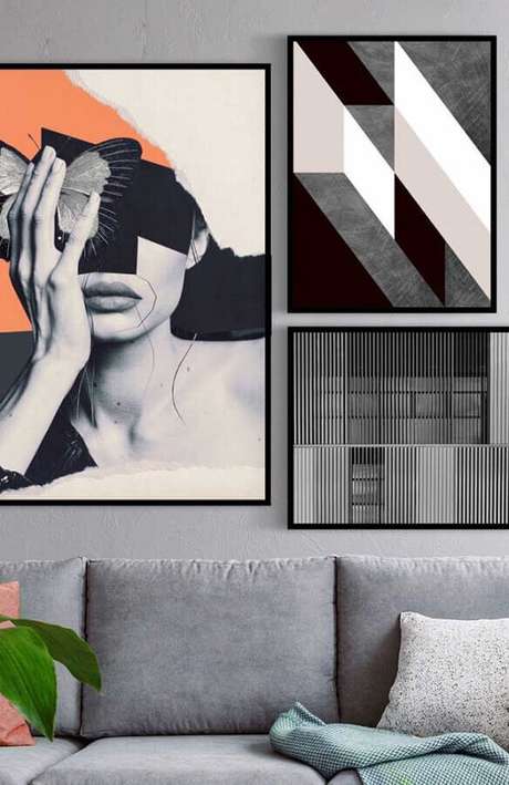 44. Dicas de decoração para casa moderna com quadros grandes – Foto: Pinterest 44. Dicas de decoração para casa moderna com quadros grandes – Foto: Pinterest