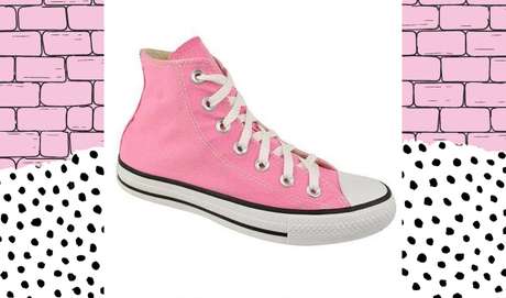 Tênis Casual Cano Alto Converse All Star Rosa Feminino: R$149,99 