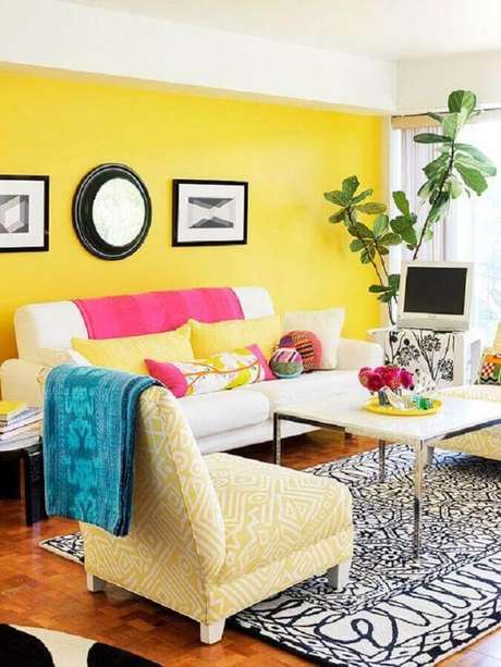 22. Cores de tinta para sala com estilo divertido – Foto: Design d’intérieur 22. Cores de tinta para sala com estilo divertido – Foto: Design d’intérieur