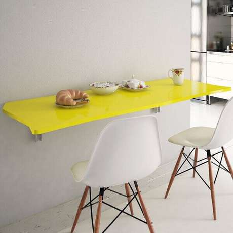 22. Mesa dobrável de parede para copa. Fonte: Pinterest 22. Mesa dobrável de parede para copa. Fonte: Pinterest