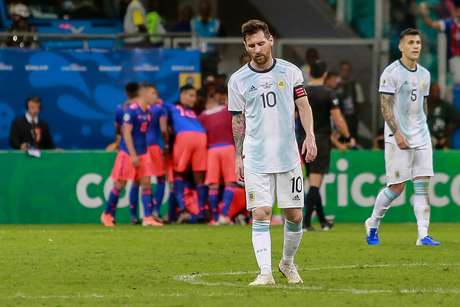Messi lamenta gol do atacante Roger MartÃ­nez no jogo Argentina x ColÃ´mbia, realizado nesse sÃ¡bado (15) na Arena Fonte Nova, na primeira rodada da Copa AmÃ©rica