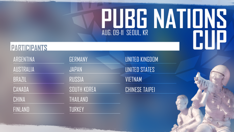 O torneio contará com as melhores seleções de Playerunknown's Battlegrounds de 16 países. O torneio contará com as melhores seleções de Playerunknown's Battlegrounds de 16 países.