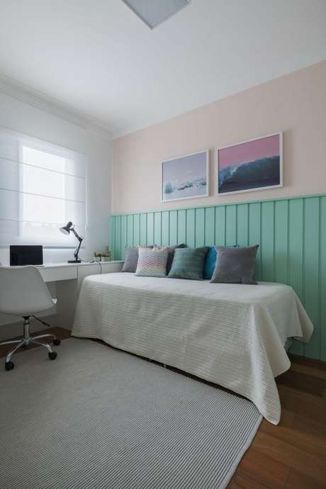 42. A cabeceira do quarto fica ainda mais bonita com os tons de verde – Por: SpeStudio 42. A cabeceira do quarto fica ainda mais bonita com os tons de verde – Por: SpeStudio