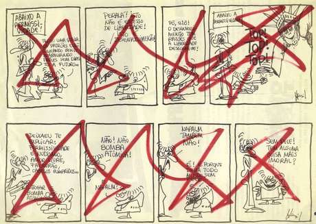 Reprodução de charge do Pasquim censurada