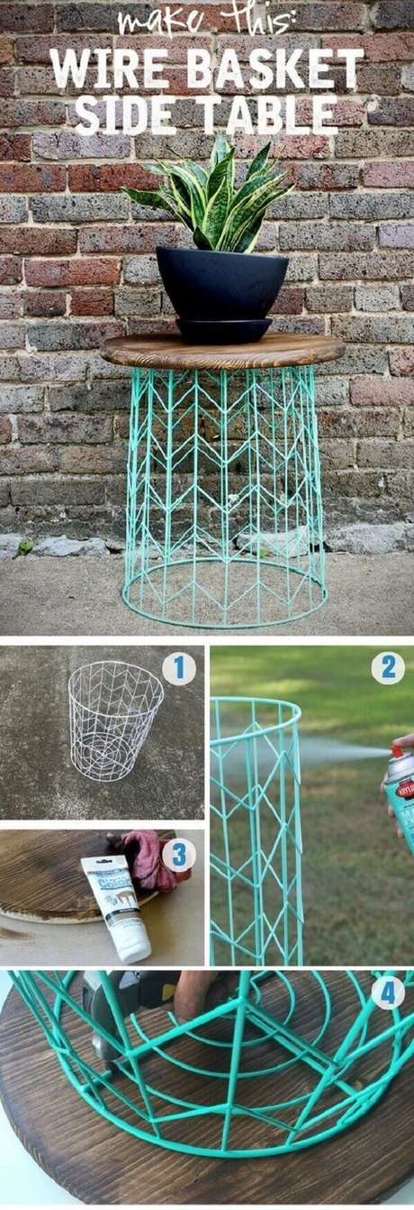 11. Mesa de canto, DIY baratinhos para decorar sua casa. Fonte: Pinterest 11. Mesa de canto, DIY baratinhos para decorar sua casa. Fonte: Pinterest