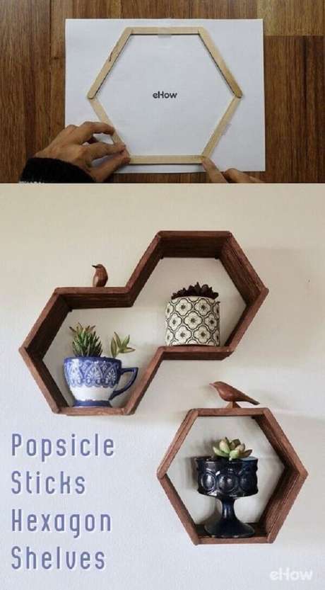 4. Nichos de palitos de picolé, DIY baratinhos para decorar sua casa. Fonte: Pinterest 4. Nichos de palitos de picolé, DIY baratinhos para decorar sua casa. Fonte: Pinterest