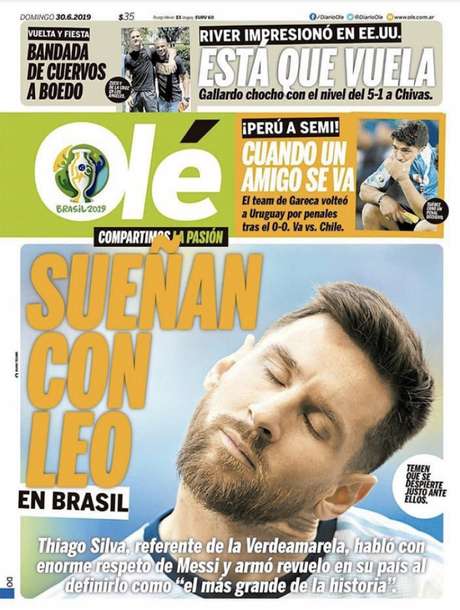 A capa do Olé deste domingo - FOTO: Divulgação A capa do Olé deste domingo - FOTO: Divulgação