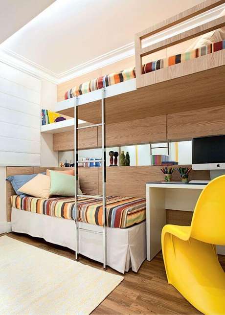 35. Beliche colorida para quarto infantil compartilhado – Por: Viva Decora 35. Beliche colorida para quarto infantil compartilhado – Por: Viva Decora
