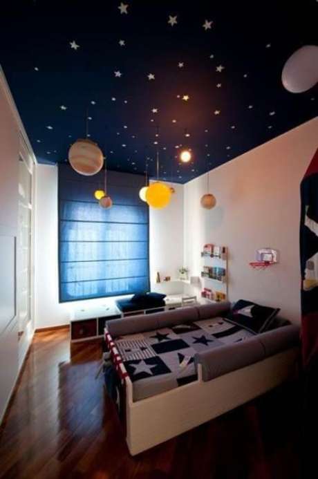 57. Cama infantil para quarto infantil com tema de espaço – Por: Viva Decora 57. Cama infantil para quarto infantil com tema de espaço – Por: Viva Decora