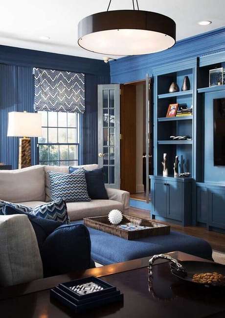 49. Decoração para sala azul petróleo – Foto: Pinterest