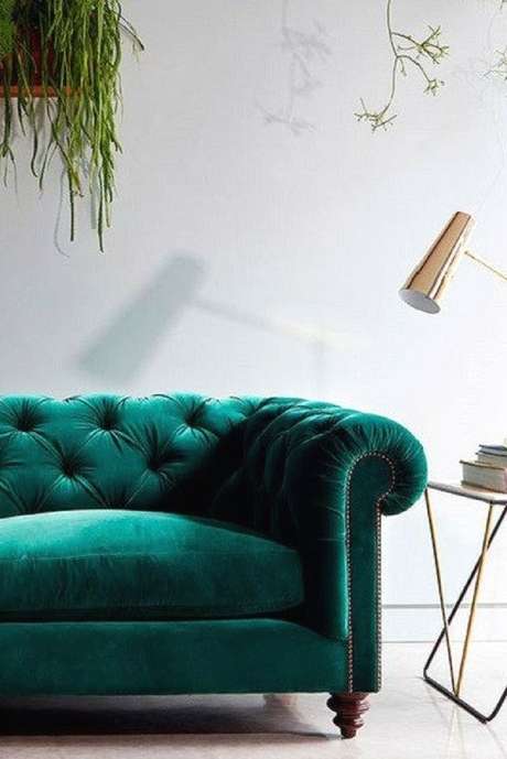 42. Plantas combinam muito com sofá chesterfield. Foto: M Jannet J 42. Plantas combinam muito com sofá chesterfield. Foto: M Jannet J
