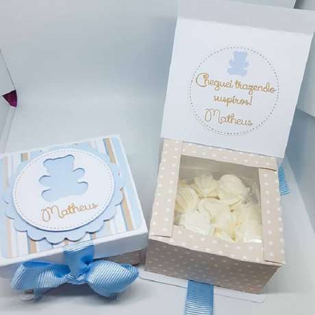 78. Caixinha com suspiros para lembrancinha de maternidade. Fonte: Pinterest 78. Caixinha com suspiros para lembrancinha de maternidade. Fonte: Pinterest