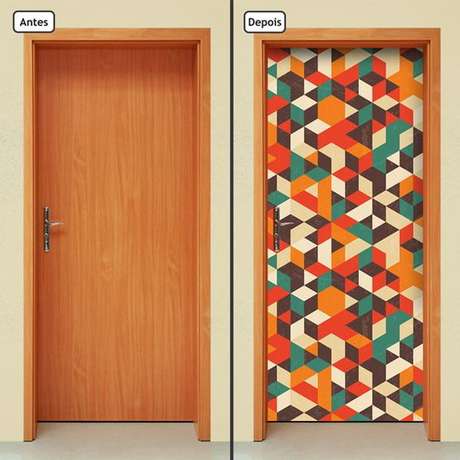 27. O mosaico 3D é muito interessante em adesivo de porta. Foto: Elo7 27. O mosaico 3D é muito interessante em adesivo de porta. Foto: Elo7