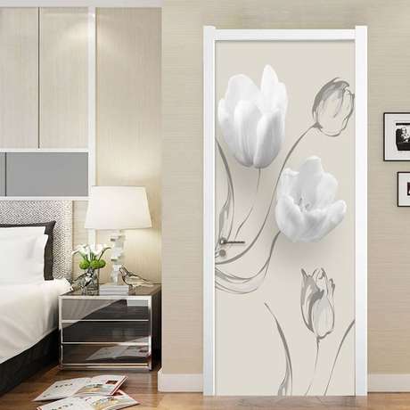 38. Flores são muito comuns em adesivo de porta. Foto: Ali Express 38. Flores são muito comuns em adesivo de porta. Foto: Ali Express