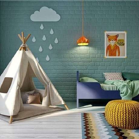 34. Por que decorar o quarto das crianças com cabaninhas? Fonte: Pinterest 34. Por que decorar o quarto das crianças com cabaninhas? Fonte: Pinterest