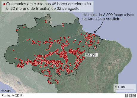 Gr&aacute;fico sobre queimadas na Amaz&ocirc;nia