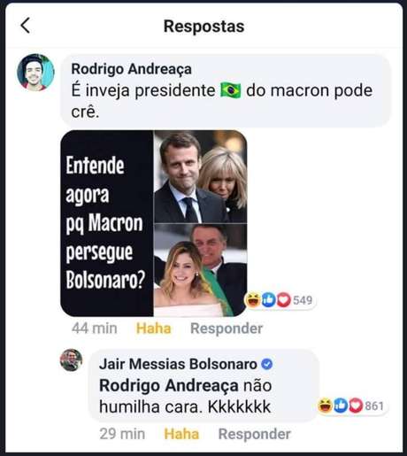Reprodução de página da rede social Reprodução de página da rede social
