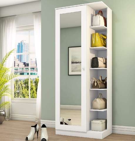3. Sapateira com espelho uma porta vem com prateleiras embutidas. Fonte: Pinterest 3. Sapateira com espelho uma porta vem com prateleiras embutidas. Fonte: Pinterest
