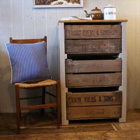 45. Decoração com caixotes de madeira como gavetas. Foto de Pinterest 45. Decoração com caixotes de madeira como gavetas. Foto de Pinterest
