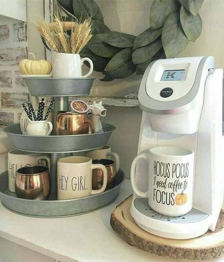 34. Decoração cantinho do café simples – Foto: Possible Decor 34. Decoração cantinho do café simples – Foto: Possible Decor