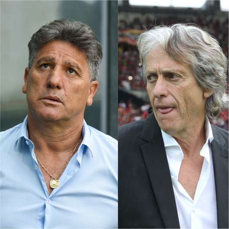 Renato Gaúcho, técnico do Grêmio, e Jorge Jesus, do Flamengo Renato Gaúcho, técnico do Grêmio, e Jorge Jesus, do Flamengo