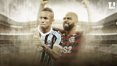 Everton, do Grêmio, e Gabigol, do Flamengo, impulsionam os valores dos elencos (Arte: Marina Cardoso/Lance!) Everton, do Grêmio, e Gabigol, do Flamengo, impulsionam os valores dos elencos (Arte: Marina Cardoso/Lance!)