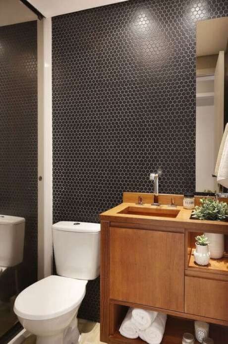 23. O balcão para banheiro pode funcionar como um grande gabinete. Projeto de Degradê Decoração 23. O balcão para banheiro pode funcionar como um grande gabinete. Projeto de Degradê Decoração