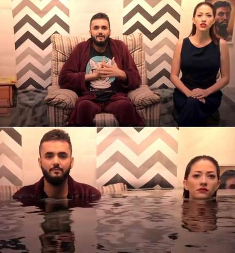 Nattan e Milla no clipe de O Mergulho: a água subindo perigosamente é uma alusão à sensação de afogamento da pessoa com depressão Nattan e Milla no clipe de O Mergulho: a água subindo perigosamente é uma alusão à sensação de afogamento da pessoa com depressão