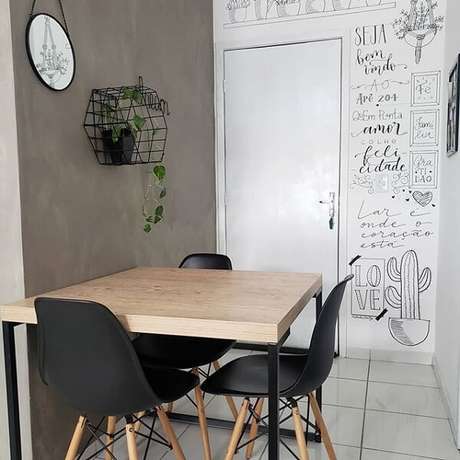 56. Ambiente descontraído com parede de cimento queimado. Fonte: Pinterest 56. Ambiente descontraído com parede de cimento queimado. Fonte: Pinterest