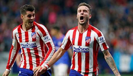 Morata e Saúl marcaram os gols do Atlético de Madrid neste sábado (Divulgação) Morata e Saúl marcaram os gols do Atlético de Madrid neste sábado (Divulgação)