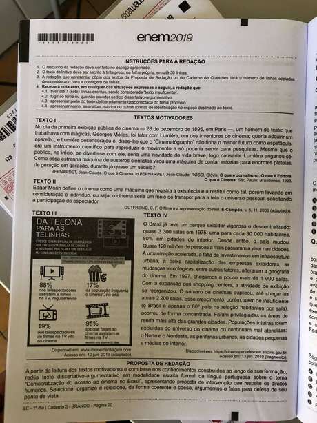 Inep confirma que imagem da prova é real Inep confirma que imagem da prova é real