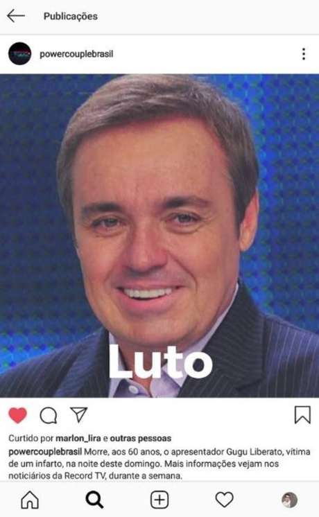 Publicação fake na página oficial do Power Couple Brasil, após ser invadida por hackers. Publicação fake na página oficial do Power Couple Brasil, após ser invadida por hackers.