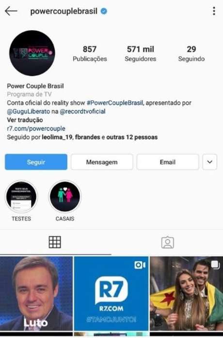 Cópia da página oficial do Power Couple Brasil do dia 3 de novembro. Cópia da página oficial do Power Couple Brasil do dia 3 de novembro.