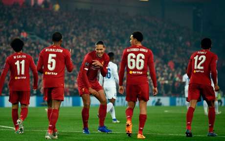 Wijnaldum abriu placar pelos Reds, nesta terça-feira (Foto: OLI SCARFF / AFP) Wijnaldum abriu placar pelos Reds, nesta terça-feira (Foto: OLI SCARFF / AFP)