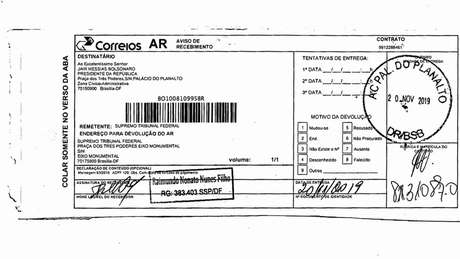 Decisão do STF está em vigor desde o dia 11 de novembro. Em 20/11, o Planalto confirmou o recebimento ao STF