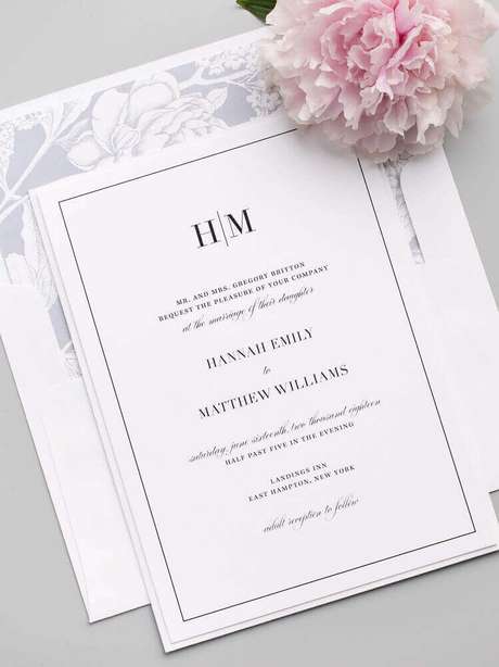 59. Modelo de convite de casamento simples e clássico – Foto: Shine Wedding Invitations