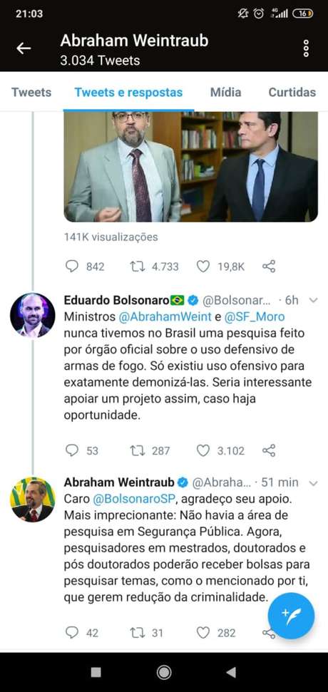 Publicação do ministro da Educação, Abraham Weintraub, com erro de ortografia Publicação do ministro da Educação, Abraham Weintraub, com erro de ortografia