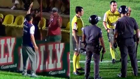 Policias foram chamados em jogo do Audax na Copinha após gritos homofóbicos ao goleiro do Sport (Foto: Reprodução) Policias foram chamados em jogo do Audax na Copinha após gritos homofóbicos ao goleiro do Sport (Foto: Reprodução)