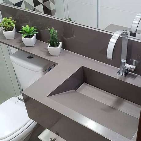 39. A bancada de porcelanato também pode ser fosca. Foto: Pinterest 39. A bancada de porcelanato também pode ser fosca. Foto: Pinterest