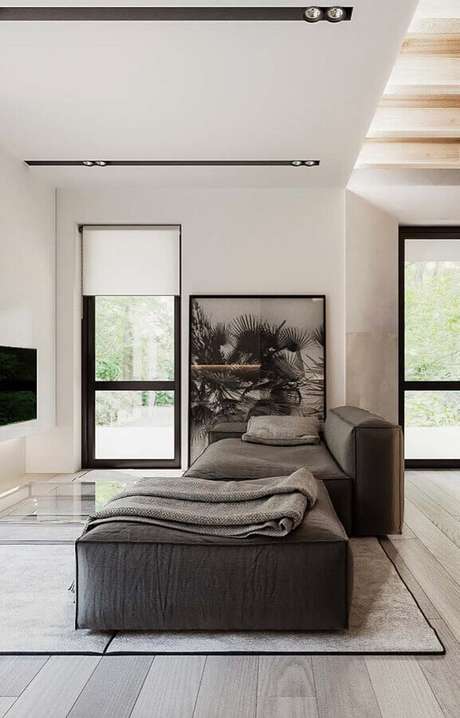 70. Sofá cinza modulável para decoração de sala ampla moderna – Foto: Wood Save 70. Sofá cinza modulável para decoração de sala ampla moderna – Foto: Wood Save