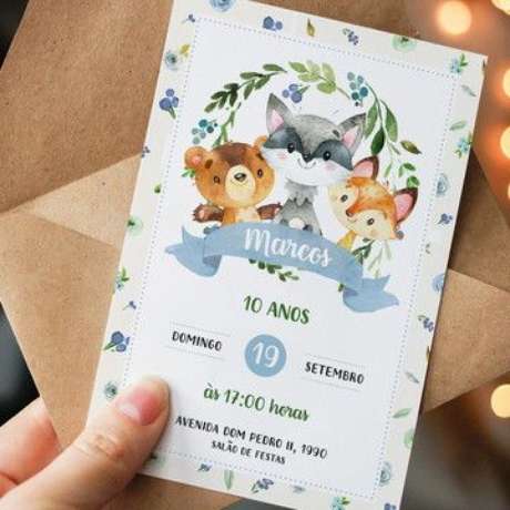 3. Convite de aniversário infantil masculino na floresta – Foto: Elo7 3. Convite de aniversário infantil masculino na floresta – Foto: Elo7