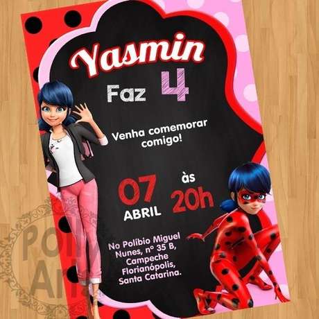 29. Convite de aniversário infantil ladybug – Foto: Polly Arts 29. Convite de aniversário infantil ladybug – Foto: Polly Arts