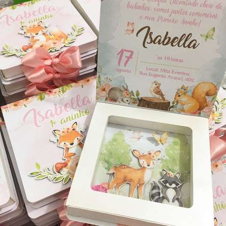 1. Convite de aniversário infantil raposa e animais da floresta – Foto: Pinterst 1. Convite de aniversário infantil raposa e animais da floresta – Foto: Pinterst