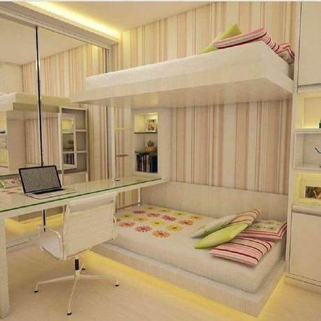 16. O papel de parede faz toda a diferença na decoração de quarto juvenil – Foto: Eliana Haese Arquiteta e Design de Interiores