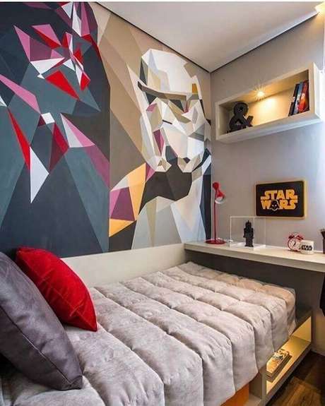 20. Decoração de quarto juvenil masculino com parede colorida – Foto: Claudia Albertini Arquitetura