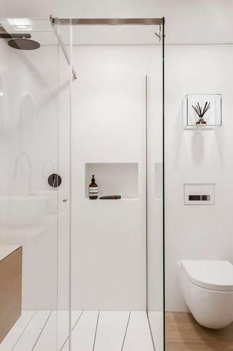 10. Decoração minimalista para banheiro de apartamento – Foto: Webcomunica 10. Decoração minimalista para banheiro de apartamento – Foto: Webcomunica