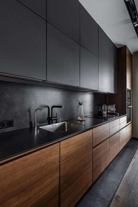 68. Cores para cozinha com armário preto – Via: Revista VD 68. Cores para cozinha com armário preto – Via: Revista VD